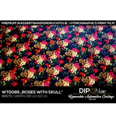 Roses with Skull Wassertransferdruckfolie 100cm