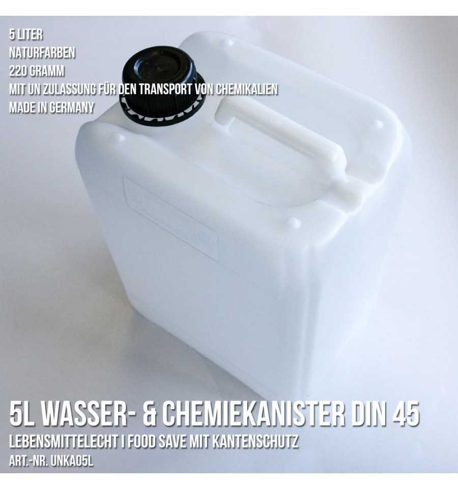 2x 2,5L Kanister aus HDPE, mit Deckel DIN 45 mm und UN Zulassung,  Wasserkanister, lebensmittelecht : : Gewerbe, Industrie &  Wissenschaft