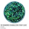 3D Diamond Chamaleon Cyan Flake